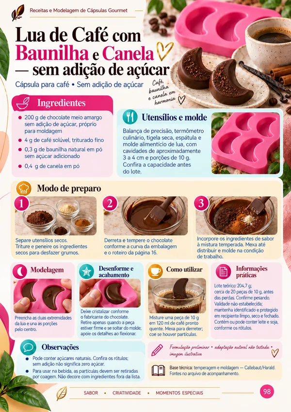 Lua de Café com Baunilha e Canela — sem adição de açúcar